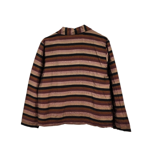 Chico's Design Vintage Women's 100% Silk Stripes Button Front Shirt Jacket - Picture 6 of 7